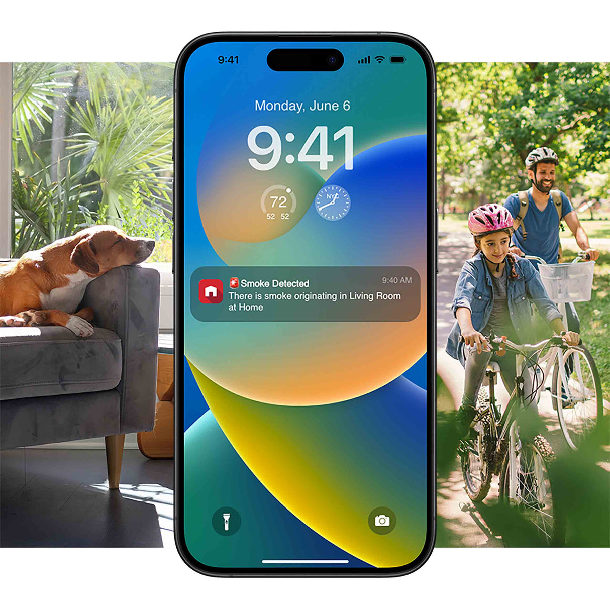 Phone showing App with Alarm connected