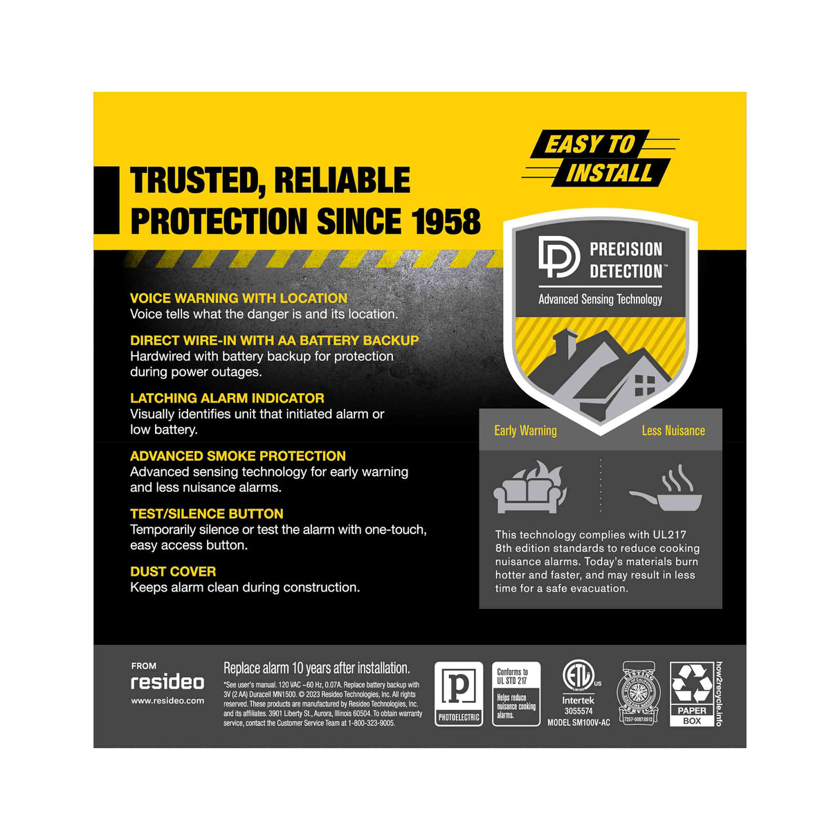 Interconnect Hardwire Smoke Alarm with Battery Backup and Voice Alerts