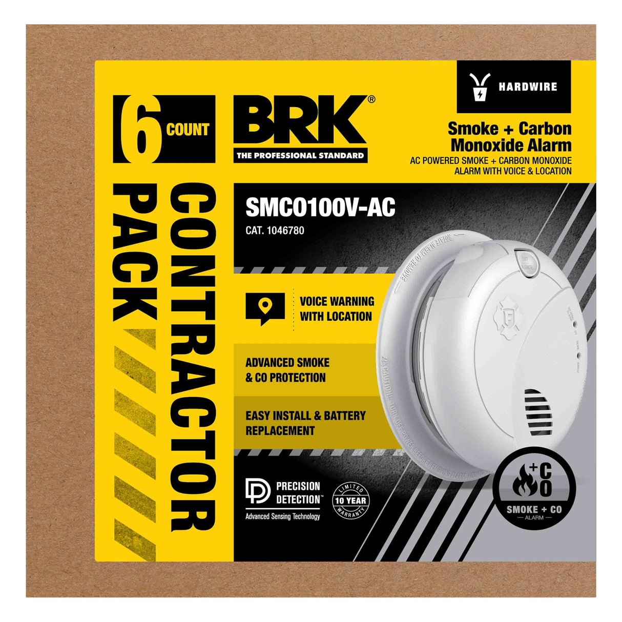 Interconnect Hardwire Smoke and CO Alarm with Battery Backup and Voice