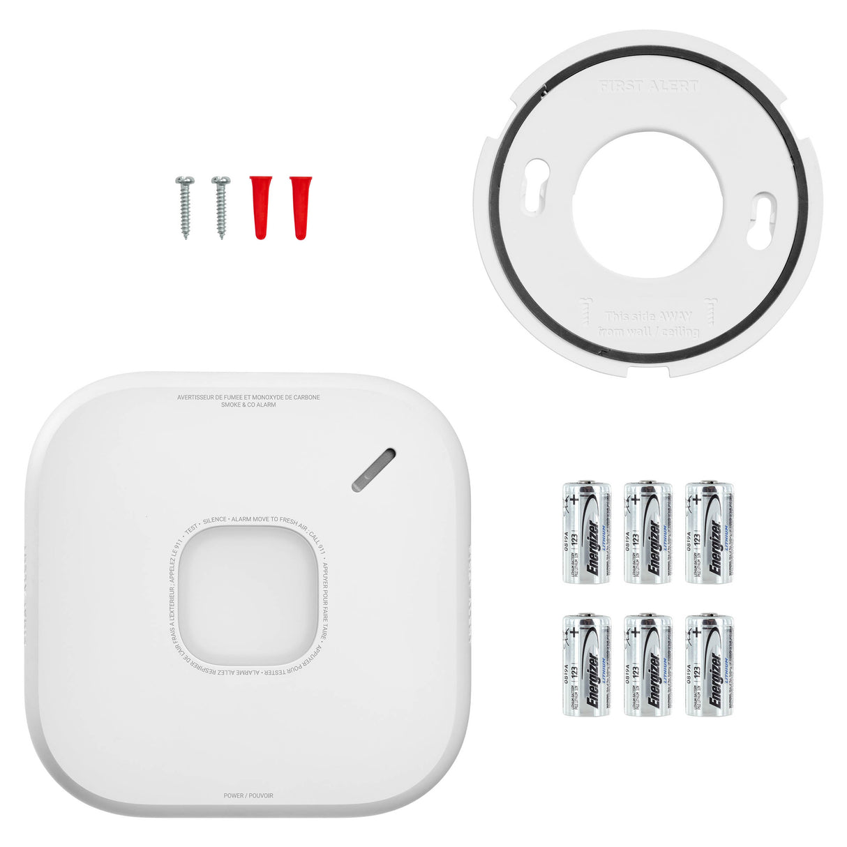 Battery powered Smart Smoke and CO Alarm kit contents for Canada