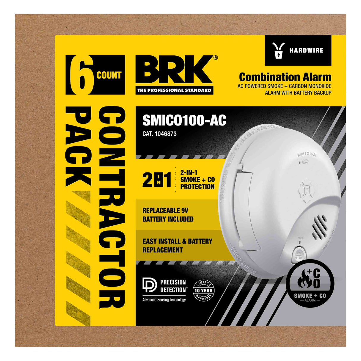 Interconnect Hardwire 2-in-1 Smoke and CO Alarm with Battery Backup