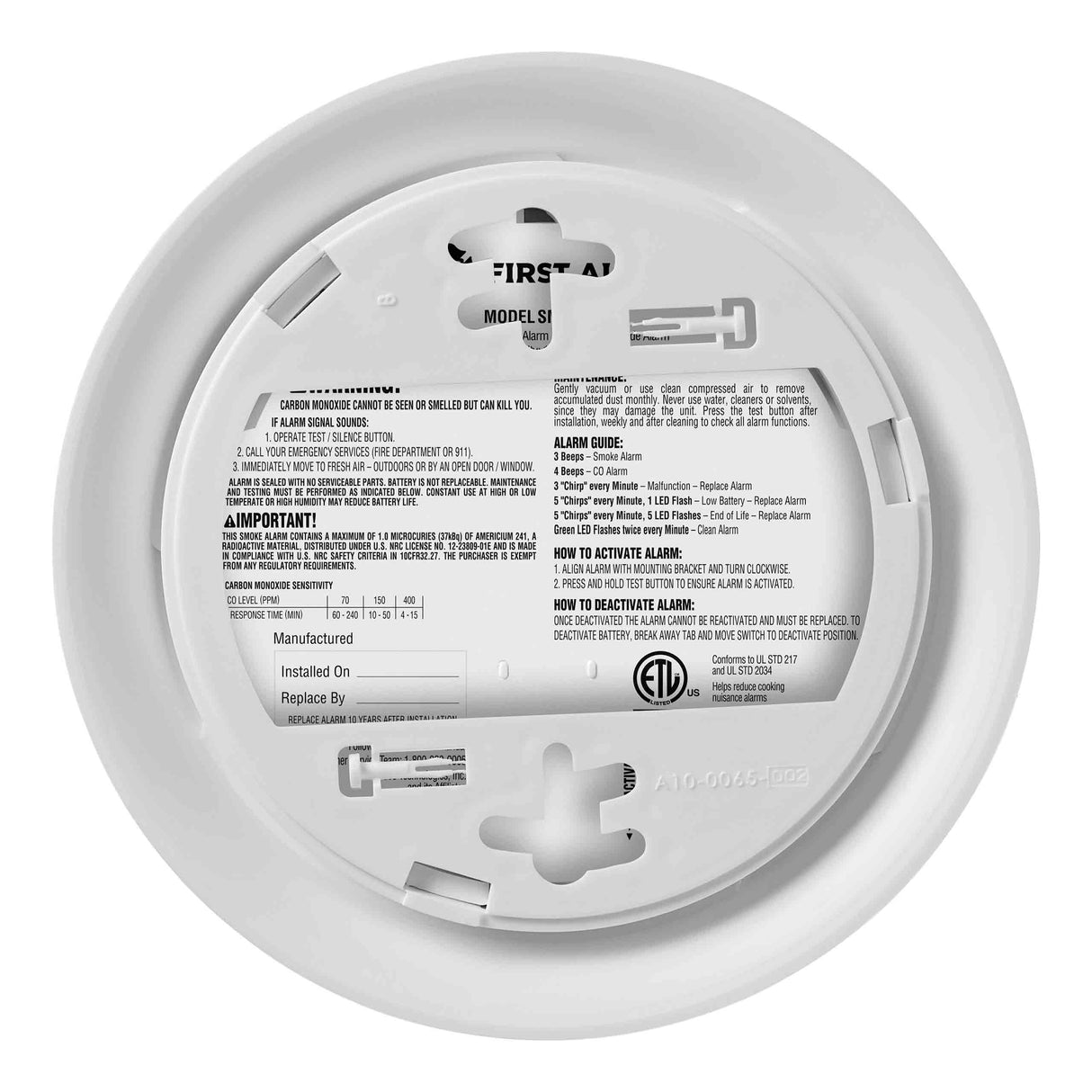10-Year Battery 2-in-1 Smoke and Carbon Monoxide Alarm