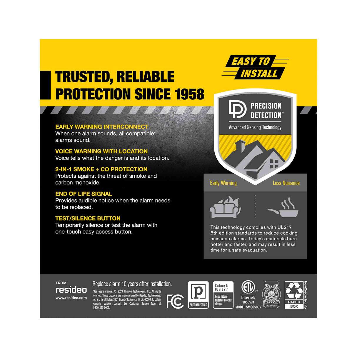 Interconnect Battery-Operated Smoke and CO Alarm with Voice