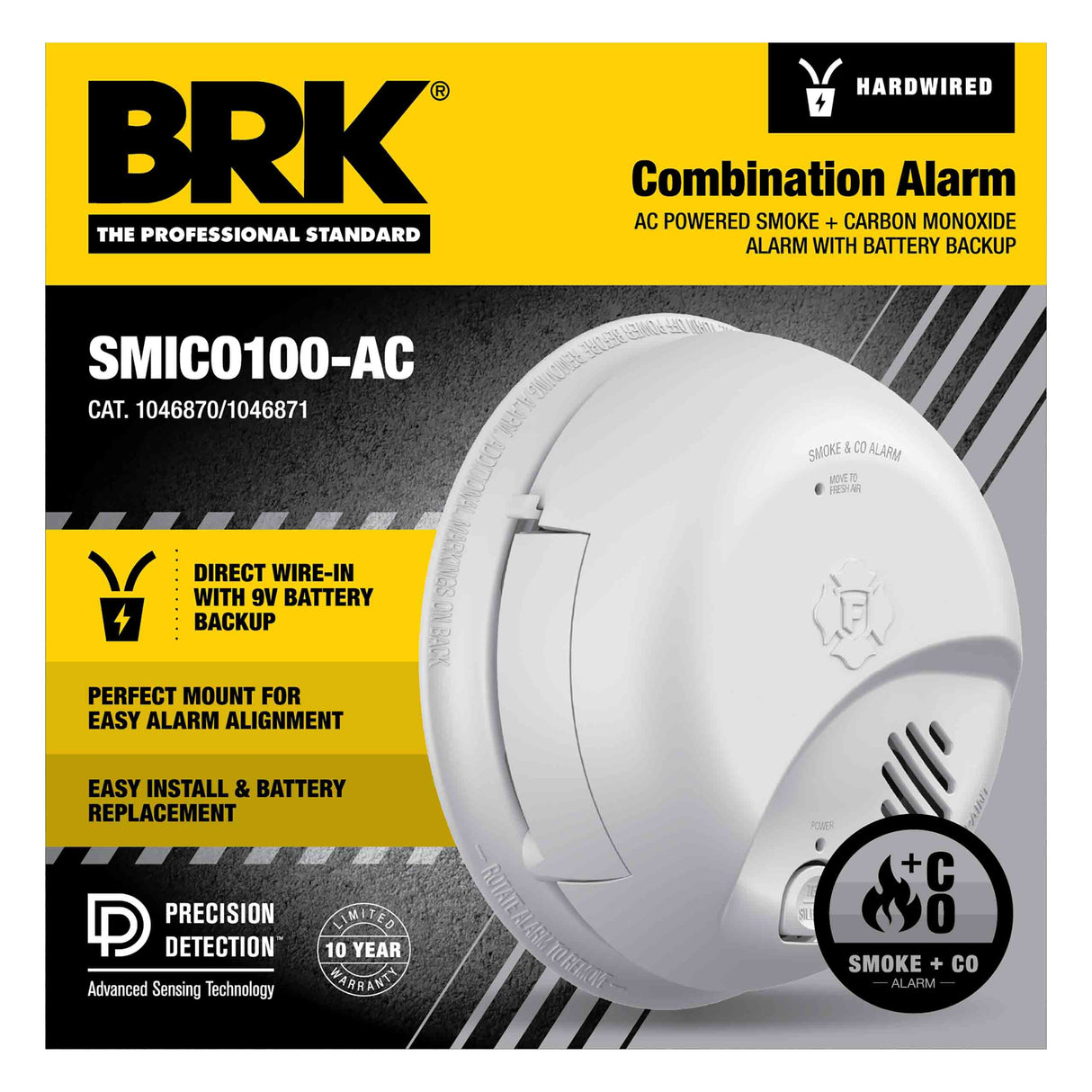 Interconnect Hardwire 2-in-1 Smoke and CO Alarm with Battery Backup