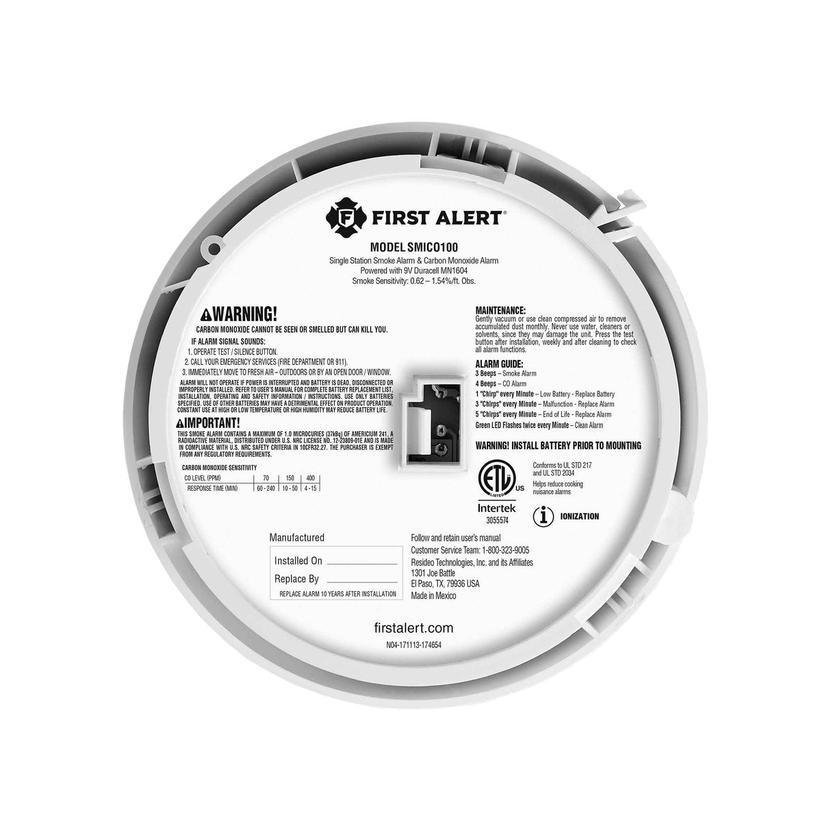 Battery-Operated 2-in-1 Smoke and Carbon Monoxide Alarm