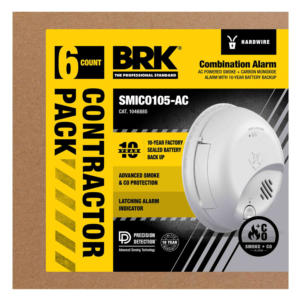 Interconnect Hardwire Smoke and CO Alarm with 10-Year Battery Backup