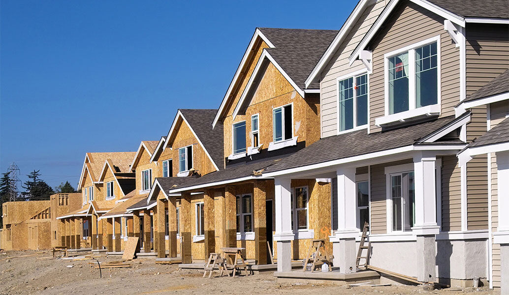 Newly constructed houses in a residential neighborhood